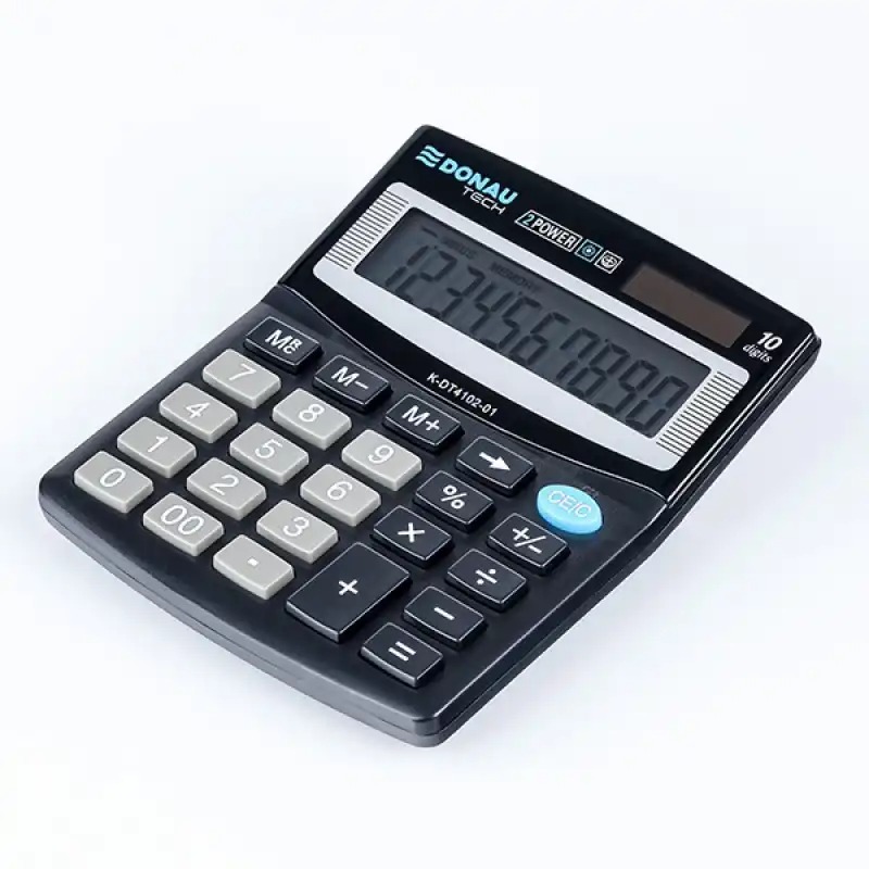 Calculator de birou Donau Tech, 122 x 100 x 32 mm, 10 digiti, negru