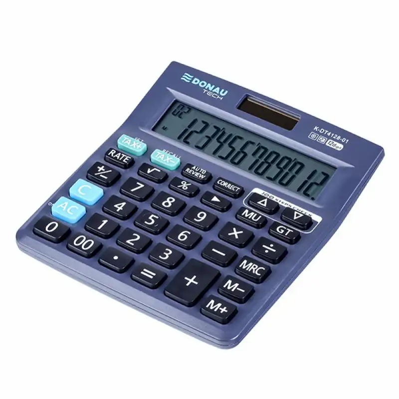 Calculator de birou Donau Tech, 140 x 122 x 30 mm, 12 digiti, negru