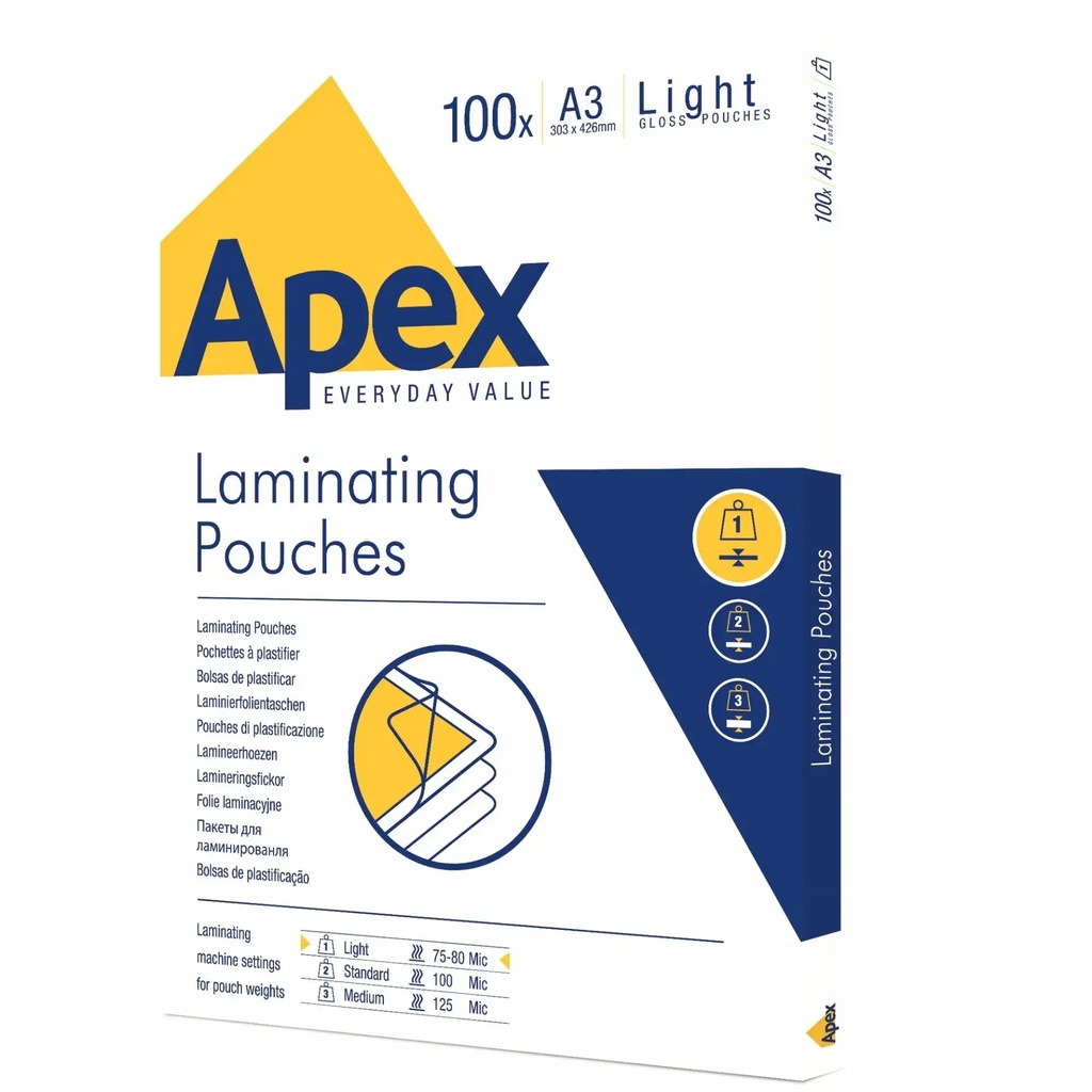 Folie pentru laminare Apex 80 microni A3 100 coli - Protectie durabila pentru documente si fotografii