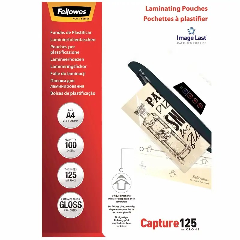 Folie pentru laminare Fellowes 125 microni A4, 100 coli - Protectie durabila pentru documente A4