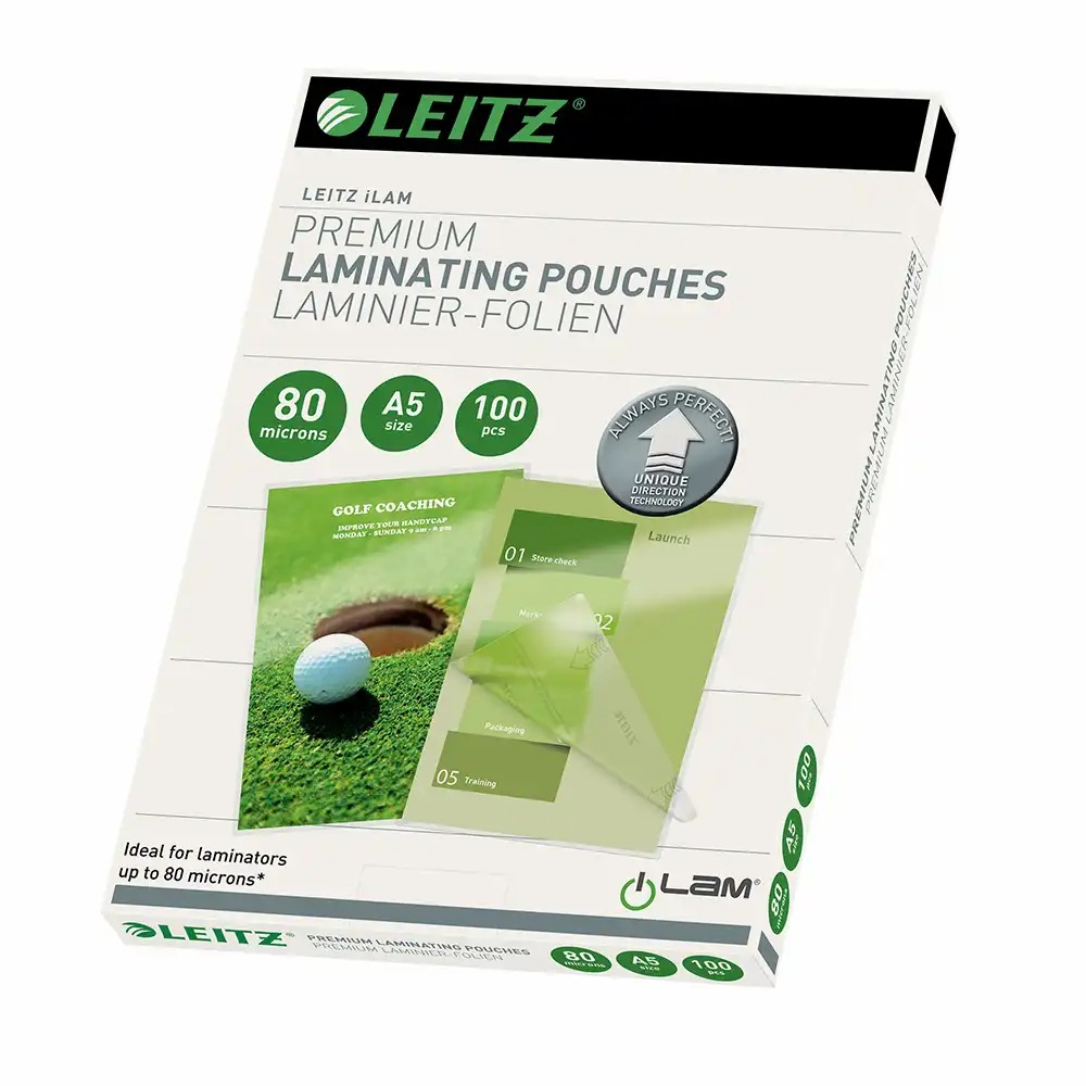 Folie Leitz UDT pentru laminare la cald, A5, 80 microni, protectie profesionala pentru documente mici
