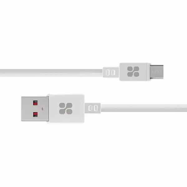 Cablu date PROMATE MicroCord-2, microUSB, 2m, alb, transfer rapid de date, durabil
