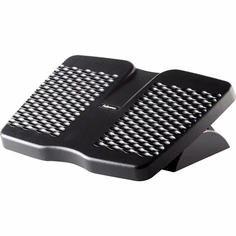 Suport pentru picioare Fellowes Refresh, Negru, Reglabil pe 2 Nivele, Ventilat, Suprafata de Masaj, Reduce Presiunea Asupra Spateleui
