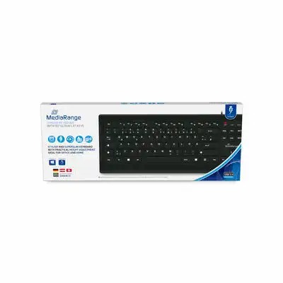 Tastatura cu fir MediaRange Ultraflat Keys Black, 107 taste, QWERTZ (DE/AT), USB 2.0, 3mm inaltime chei
