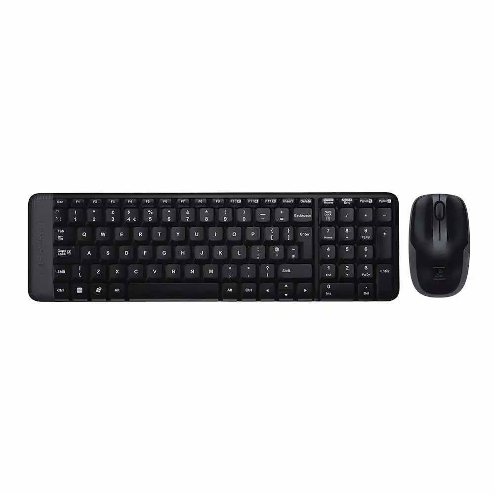 Kit tastatura si mouse wireless Logitech MK220, negru, compact, silentios, criptare 128-bit AES, durata baterie 24 luni