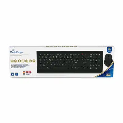 Kit tastatura si mouse MediaRange, wireless, negru, 5 butoane, USB 2.0, compatibil Windows/Mac/Linux