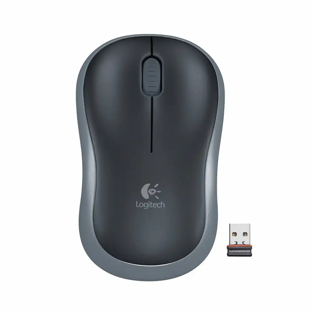 Mouse wireless Logitech M185 gri, Plug-and-Play, Confortabil si Fiabil