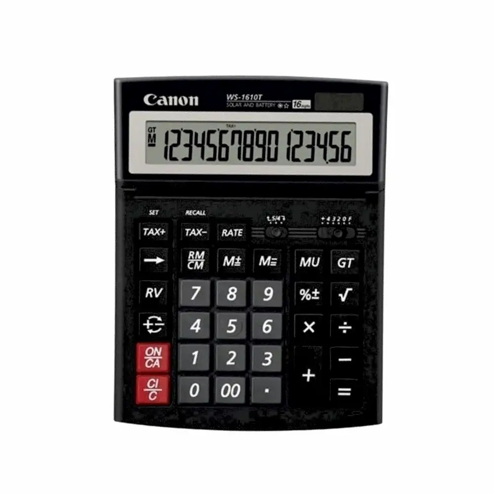 Calculator Canon WS-1610T, 16 digiti, Alimentare Duala, Ecran Inclinat, Dimensiuni Compacte