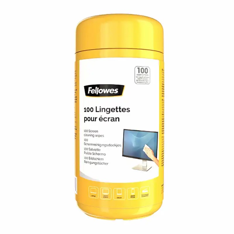 Servetele Fellowes pentru curatare ecran, 100 buc, biodegradabile, antistatice, cu alcool redus
