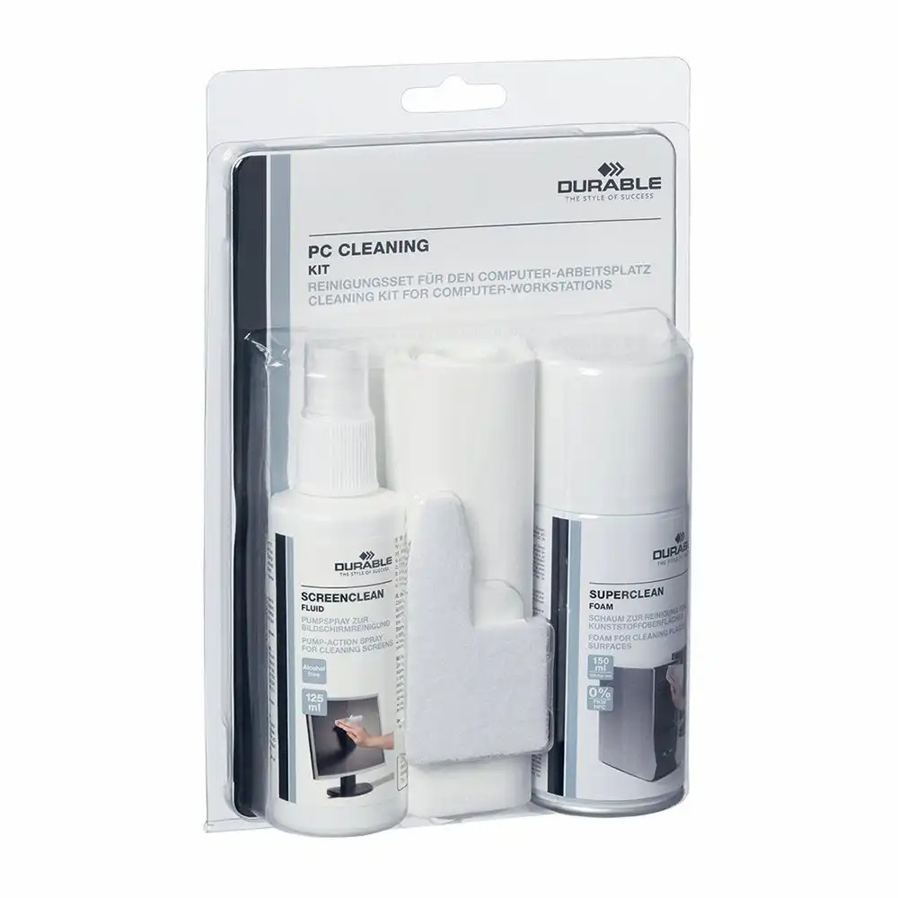 Set de curatare PC Durable, Spray Spuma si Lichid ecran, Accesorii incluse, Siguranta si Eficienta, Convenabil si Practic, Potrivit pentru birou si...