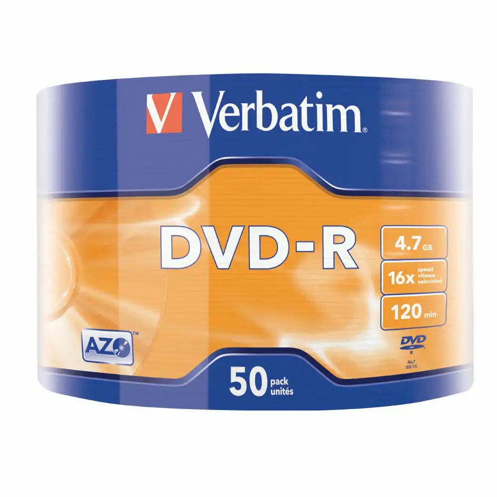 DVD-R Verbatim 16x, 4.7 GB, 50 bucati - Stocare Generoasa si Viteza Rapida de Scriere