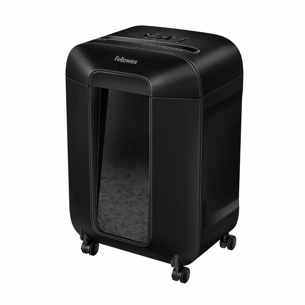 Distrugator documente Fellowes LX85, Cross-Cut, 12 coli, Negru, Tehnologie SafeSense, 19 litri, Garantie 2 ani