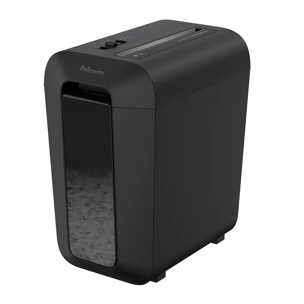Distrugator documente Fellowes LX65, cross-cut, 10 coli, negru, tehnologie SafeSense, cos confetti 22L