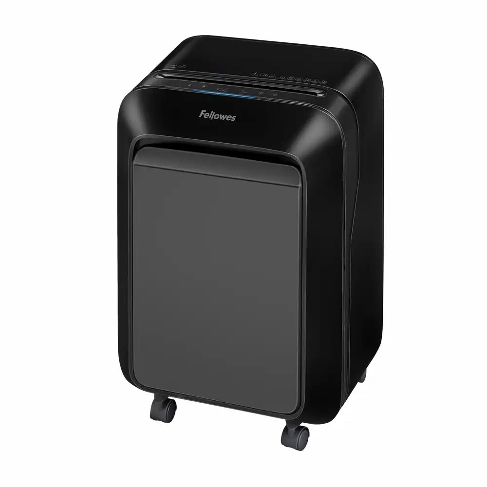 Distrugator documente Fellowes LX210, Mini Cut, 16 coli, Negru, Nivel Maxim de Securitate P-4, Functie Jam Proof, Capacitate Cos 23L