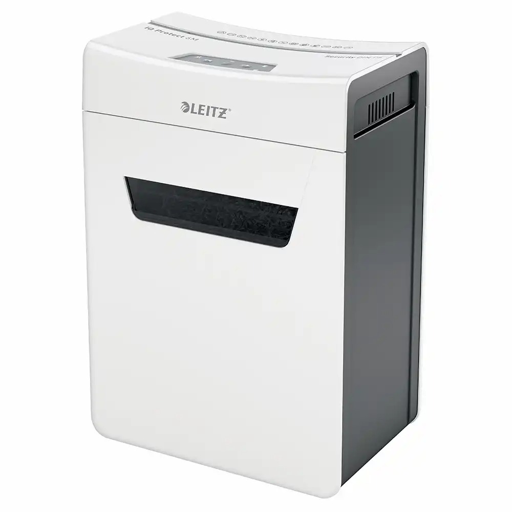 Distrugator documente Leitz IQ Protect 6M, P5, Micro-Cut, 6 coli, alb, Silentios, Cos 18L