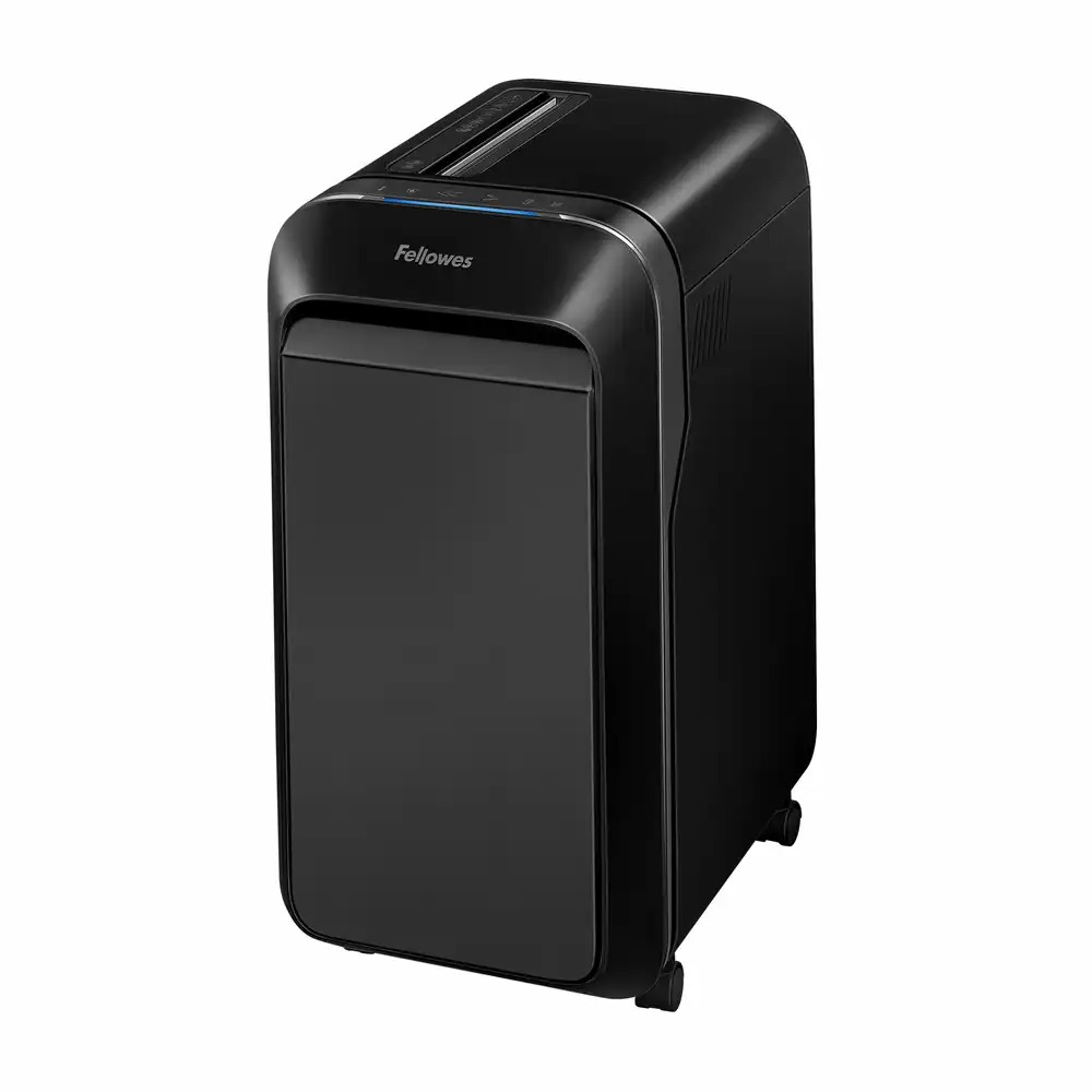 Distrugator documente Fellowes LX221 Negru, Micro-taiere, Silentios, Securitate P-5, Capacitate 20 coli, Cos 30L
