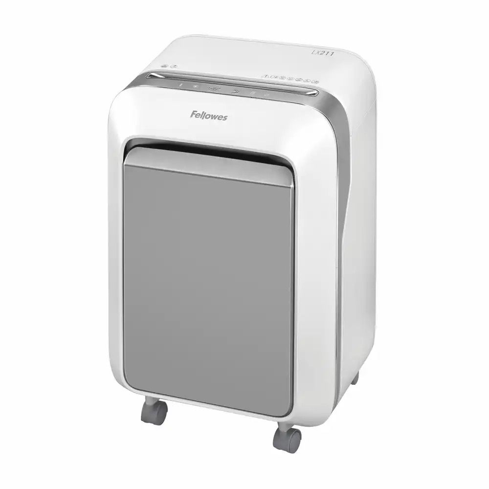 Distrugator documente Fellowes LX211 Alb, Micro-taiere 2x12 mm, Silentios, Garantie 2 ani