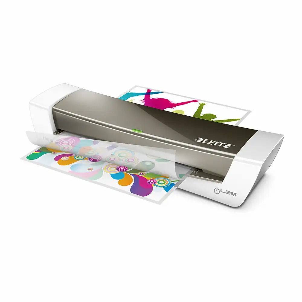 Laminator Leitz iLAM Home Office, A4, Gri Metalizat, Timp de Incalzire Rapid, Consum Redus de Energie, Kit Folii Laminare Inclus