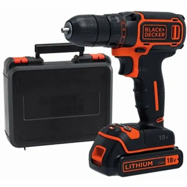 Masina de gaurit si insurubat BLACK & DECKER BDCD18K, 18V, 1.5Ah, 650RPM, mandrina 10mm, Hobby, Li-Ion, Negru, 1 acumulator