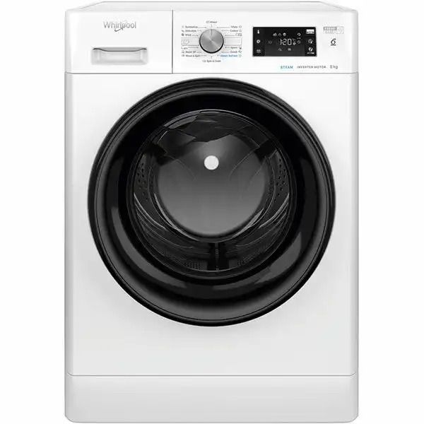 Masina de spalat rufe frontala WHIRLPOOL FFB 8458 BV EE, 6th Sense, 8 kg, 1400rpm, Alb, 14 Programe, Tehnologii FreshCare+ si Steam Refresh