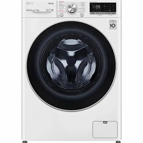 Masina de spalat rufe LG F2DV5S7S1E, Wi-Fi, 7/5 kg, 1200rpm, Alb, AI DDTM, Steam