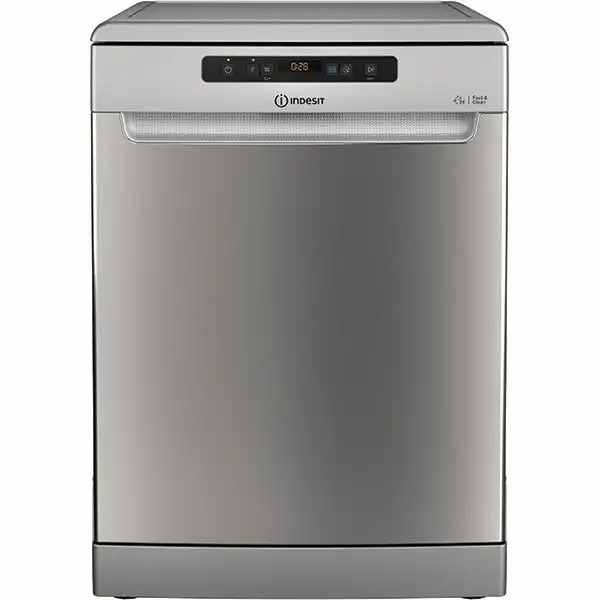 Masina de spalat vase Indesit DFO3T133AFX, 14 seturi, 9 programe, Push&Go, Clasa D, 60 cm, Inox