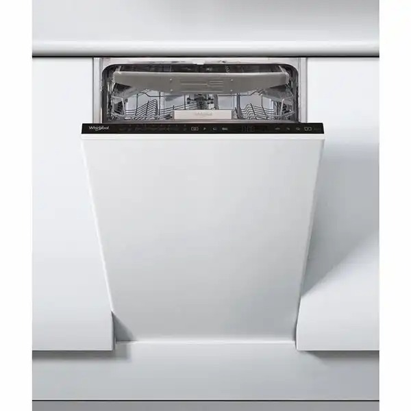 Masina de spalat vase incorporabila Whirlpool WSIP 4O33 PFE, 10 seturi, 9 programe, 45 cm, Clasa D, Negru, Tehnologie 6th Sense