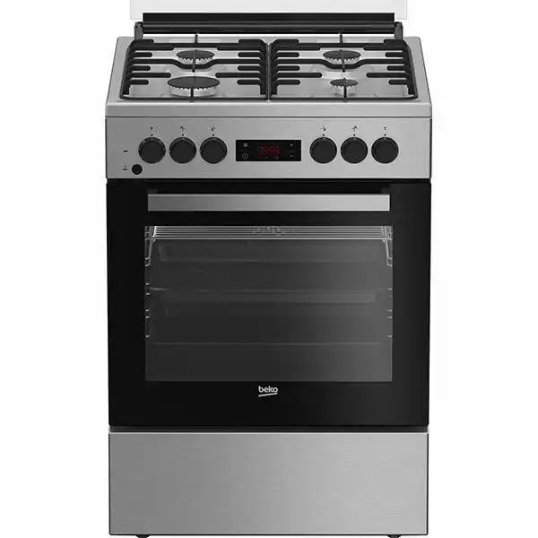 Aragaz BEKO FSM62320TXD, Gaz + Electric, 60 cm, Grill, Inox, Cuptor cu Gatire Asistata si Functii Avansate