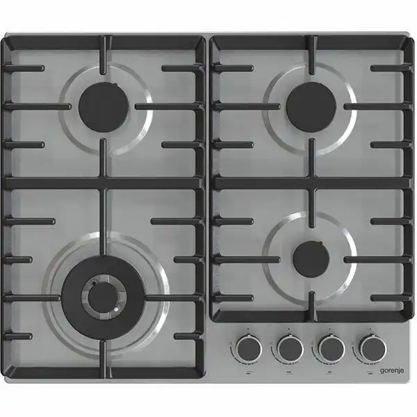 Plita incorporabila Gorenje GW642ABX, Gaz, 4 arzatoare, Wok, inox, design modern, aprindere electrica