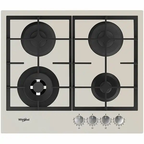 Plita incorporabila WHIRLPOOL GOFL 629/S, Gaz, 4 arzatoare, Wok, silver dawn, Eficienta Energetica, Control Frontal, Arzator Wok 3.5 kW
