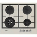 Plita incorporabila WHIRLPOOL GOFL 629/S, Gaz, 4 arzatoare, Wok, silver dawn, Eficienta Energetica, Control Frontal, Arzator Wok 3.5 kW