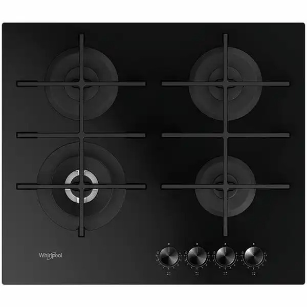 Plita incorporabila WHIRLPOOL GOWL 628/NB EE, Gaz, 4 arzatoare, Wok, Negru, Control flacara Multistep, 7800W, Siguranta gaz, Sticla