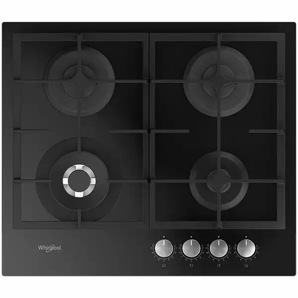 Plita incorporabila WHIRLPOOL GOFL 629/NB, Gaz, 4 arzatoare, Wok, negru, Eficienta Energetica 20% Mai Mare