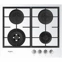 Plita incorporabila WHIRLPOOL GOFL 629/WH, Gaz, 4 arzatoare, Wok, alb, Eficienta Energetica, Control Versatil, Siguranta Gaz