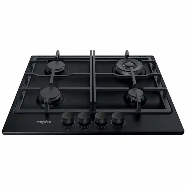 Plita incorporabila WHIRLPOOL TKRL 661 NB, Gaz, 5 zone de gatit, Arzator Wok, Negru, Design Modern