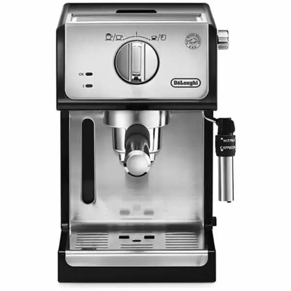 Espressor manual DE LONGHI ECP 35.31, 1.1l, 1100W, Inox-Negru, Presiune 15 bar, Cappuccino Ajustabil, Functie Apa Calda