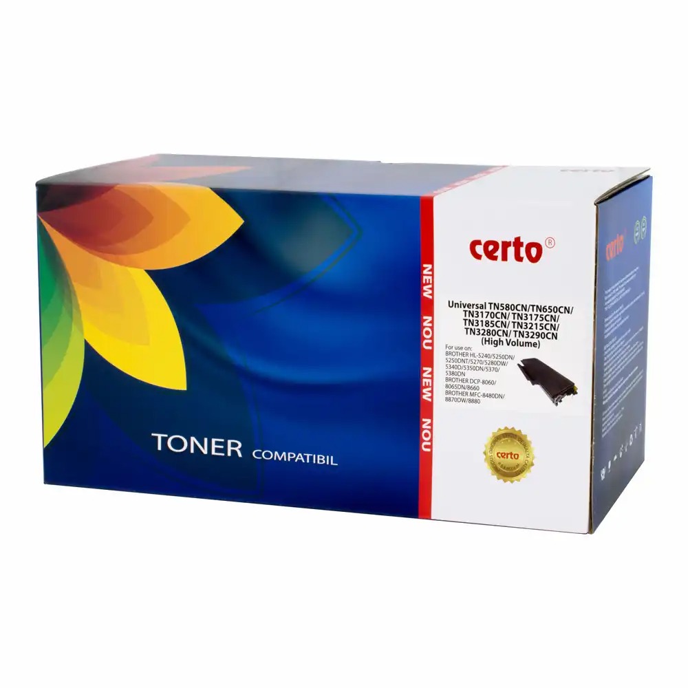 Toner Certo Brother TN3280, 8000 pagini, negru, compatibil cu imprimantele Brother HL-5340D, DCP-8070D, MFC-8370DN