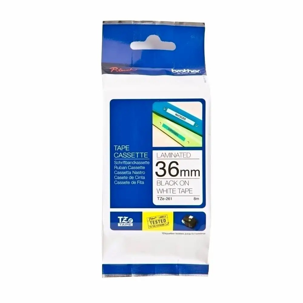 Banda Brother TZE261, 36mm, Negru/Alb, Pentru Imprimante Brother P-touch