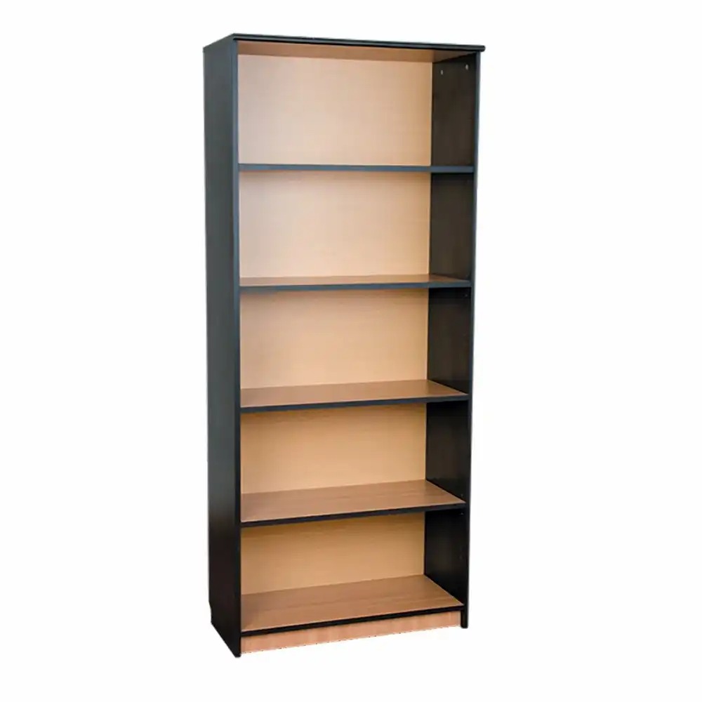 Etajera inalta Office Line, PAL, stejar/negru, 80x36x185 cm - Organizare practica si moderna, 4 polite variabile, constructie solida