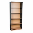 Etajera inalta Office Line, PAL, stejar/negru, 80x36x185 cm - Organizare practica si moderna, 4 polite variabile, constructie solida