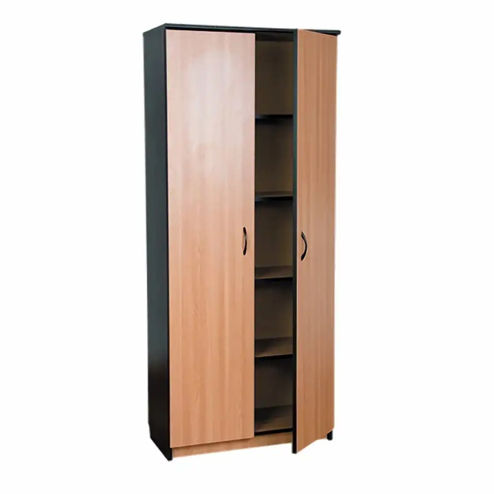 Dulap inalt Office Line, PAL, stejar/negru, 80x36x185 cm - Organizare eleganta si functionala, 2 usi, 4 polite, optiune yala