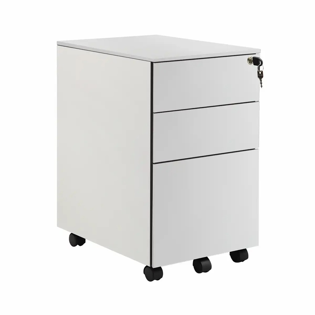 Dulapior mobil metalic pentru dosare suspendabile, 3 sertare, inchidere centralizata, rezistent, gri, 61x38x47 cm