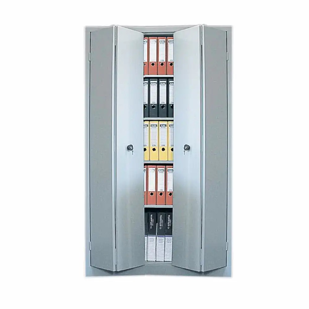 Dulap metalic Ceha, gri, 120x42x195 cm, 2 usi pliabile, 4 polite, vopsit electrostatic, capacitate 60 kg/polita