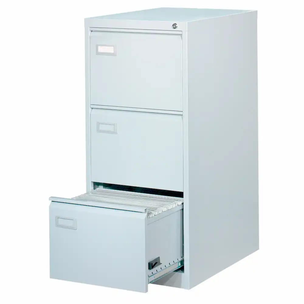 Clasificator metalic 3 sertare, 46.3x62x102.2 cm, gri, inchidere centralizata, rezistent la coroziune