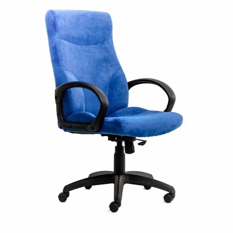 Scaun directorial Stilo, stofa albastra, brate, roti, confortabil si modern, mecanism oscilant, baza polipropilena