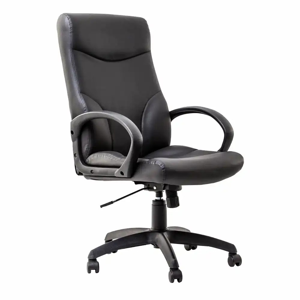 Scaun Directorial Stilo Eco, Piele Ecologica, Negru, Mecanism Balans, Brate Polipropilena, Baza Stea 690 mm