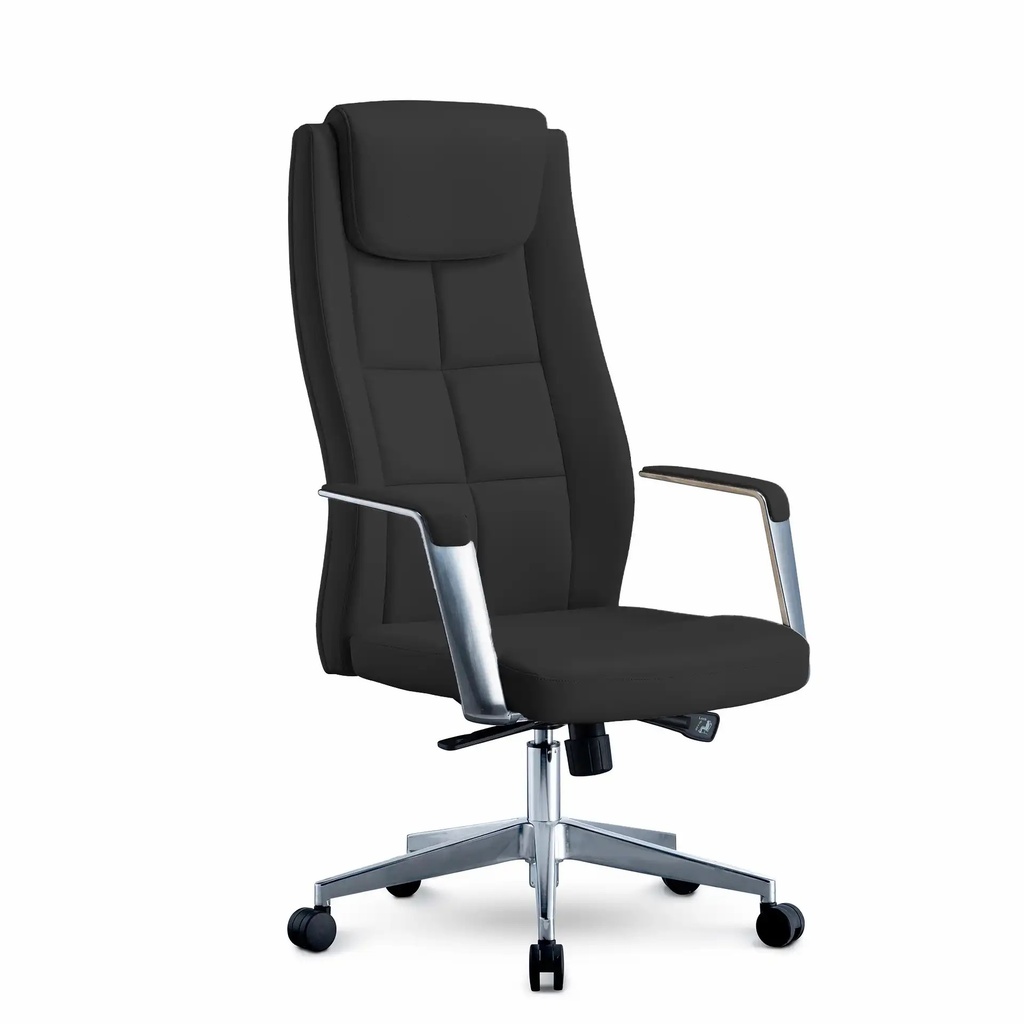 Scaun operational Bogart, piele ecologica, negru, ergonomic, reglabil, capacitate 120 kg