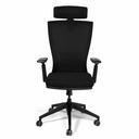 Scaun birou managerial Bergamo, negru, ergonomic, spatar tip mesh, reglabil 3D, suport lombar, PVC, role silicon, suport haina
