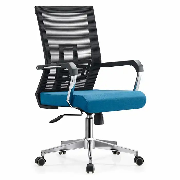 Scaun ergonomic Lucas mesh albastru, suport lombar, cotiere cromate, 120 kg