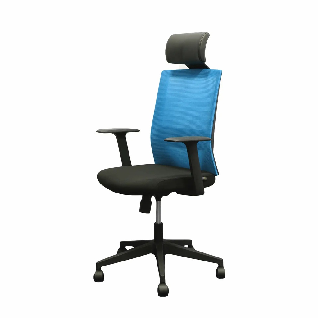 Scaun operational Berry HB cu tetiera, albastru - Ergonomie si confort garantate